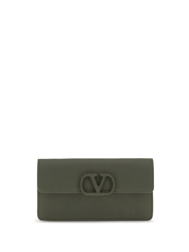 VLogo signature grainy calfskin chain Wallet 1
