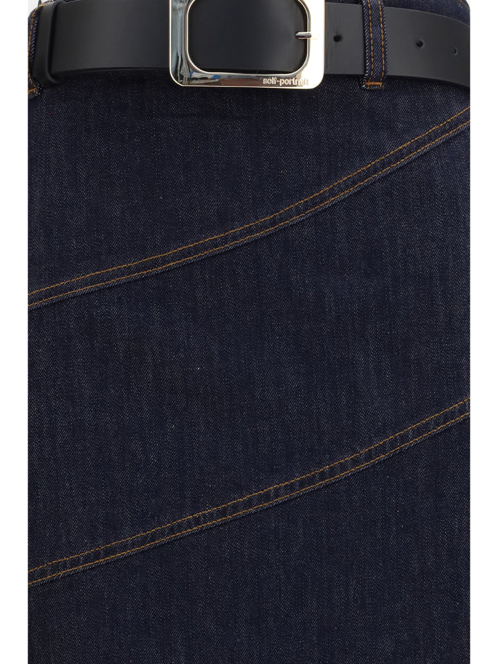 Denim midi Skirt with belt 3