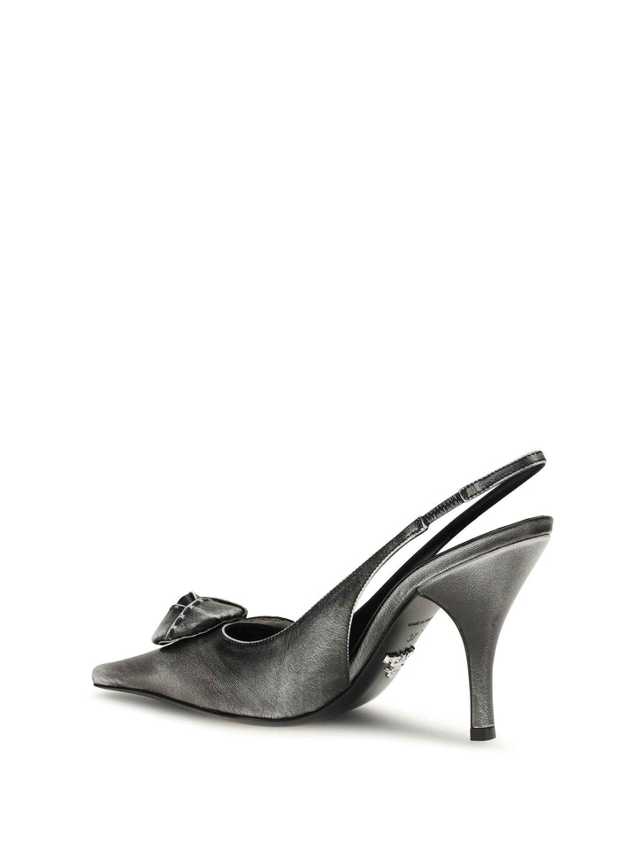 Floral-detail leather Slingback Pumps
