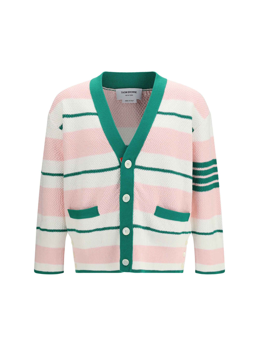 Classic stripe seed stitch V Neck Cardigan