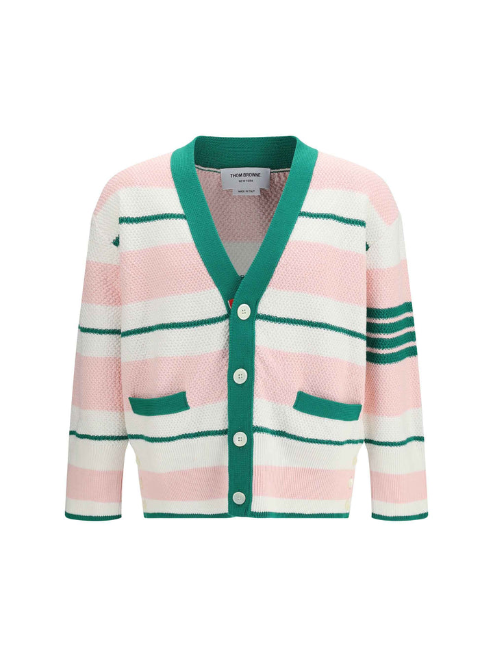 Classic stripe seed stitch V Neck Cardigan