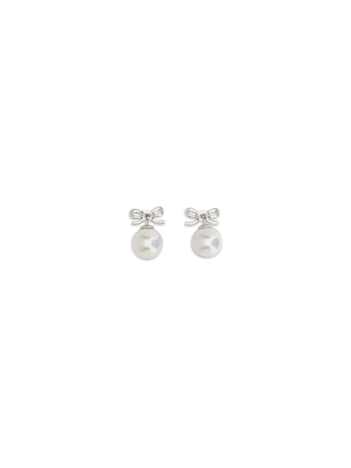 Crystal bow Earrings with pearl 2