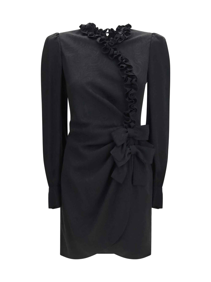 Silk jacquard mini Dress with ruffles
