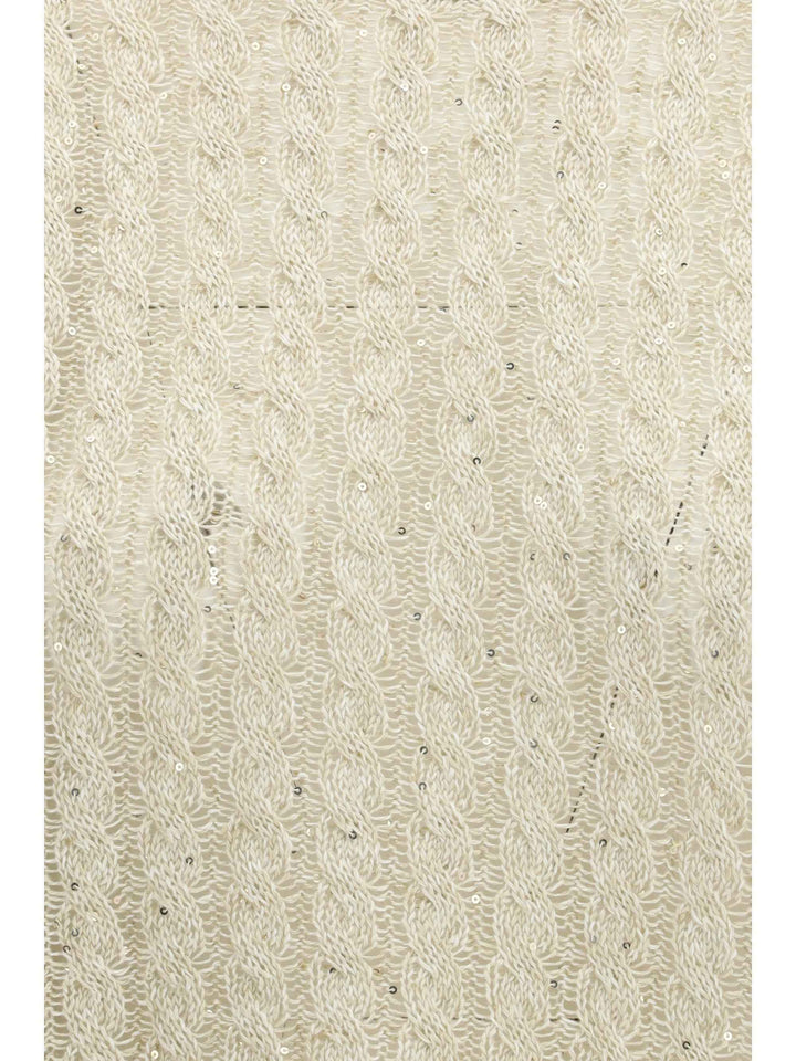 Dazzling Cable linen Sweater with openwork ribbing