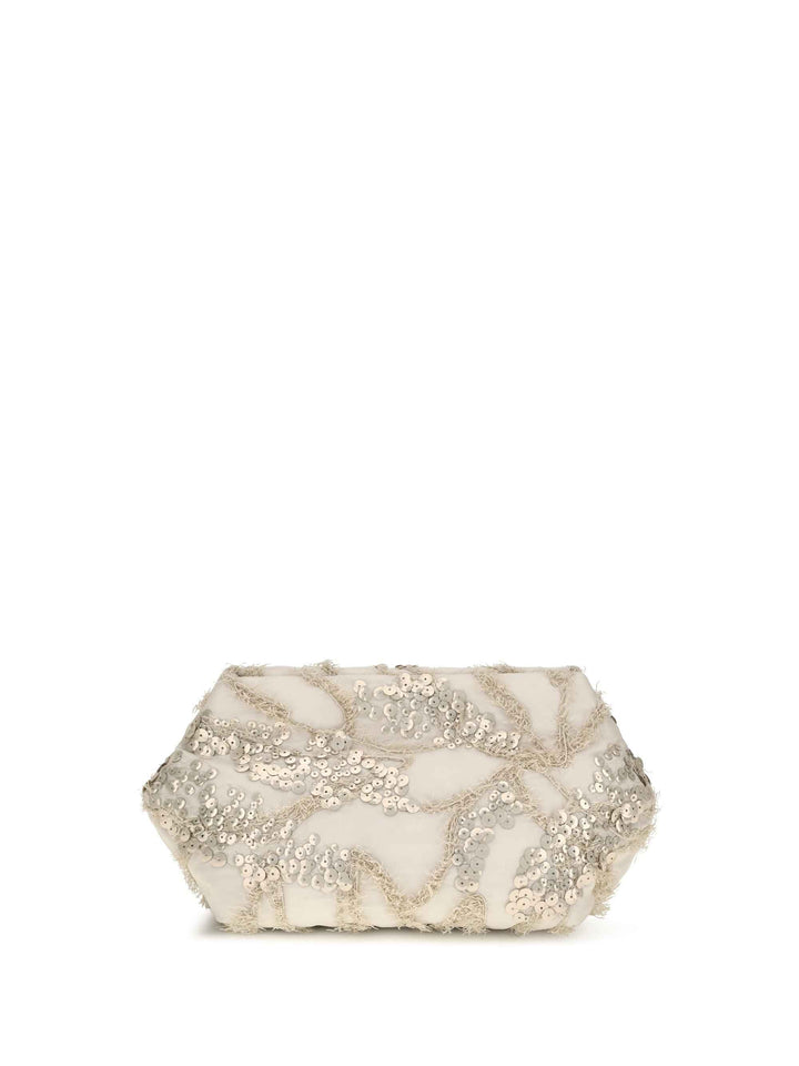 Embroidered silk organza Clutch