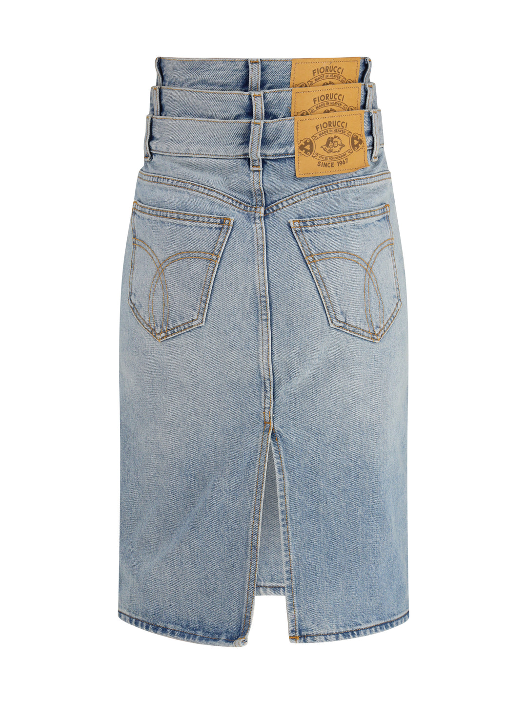 Midi denim Skirt with triple layer 2
