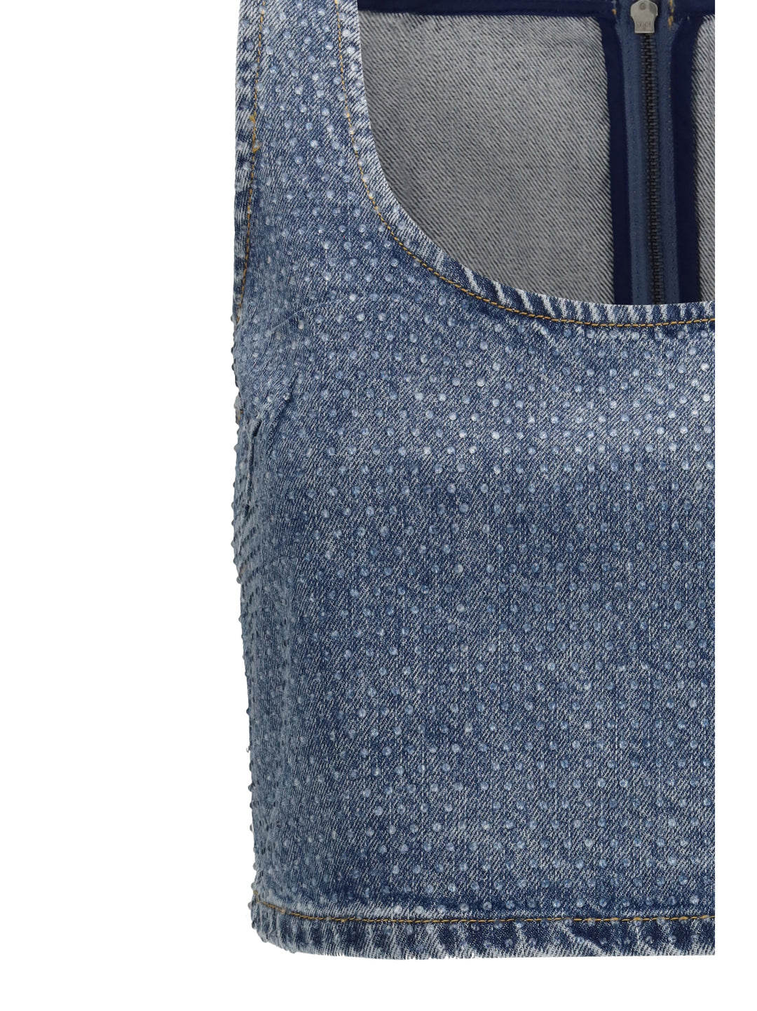 Rhinestone denim crop Top 3