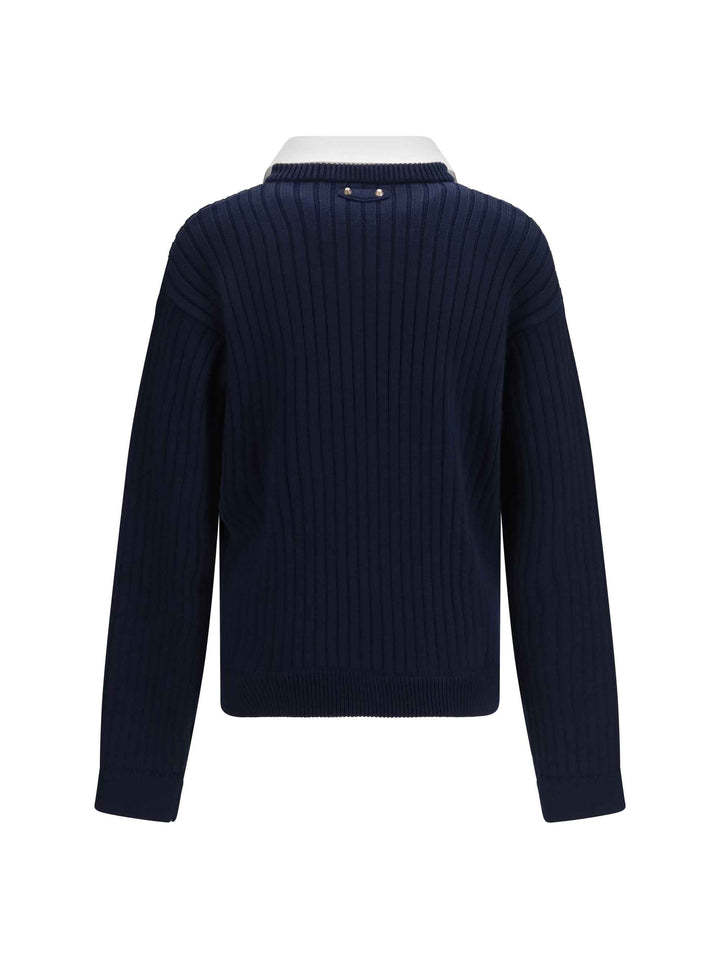 Cotton Sweater with shirt details
