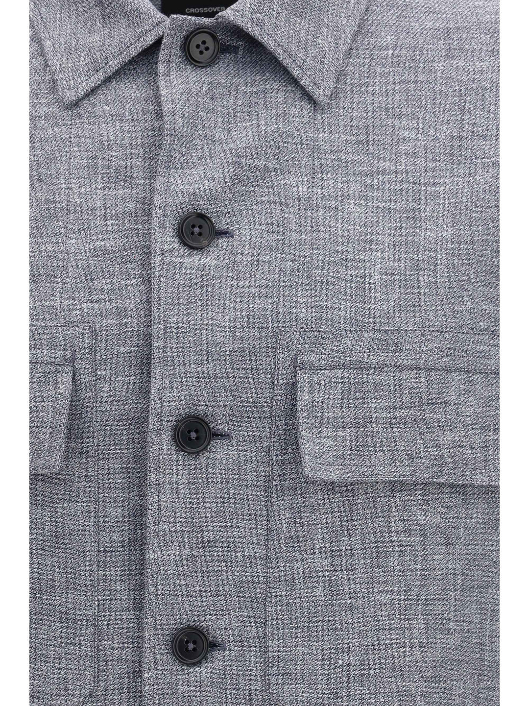 Crossover Shirt Jacket in linen wool and silk