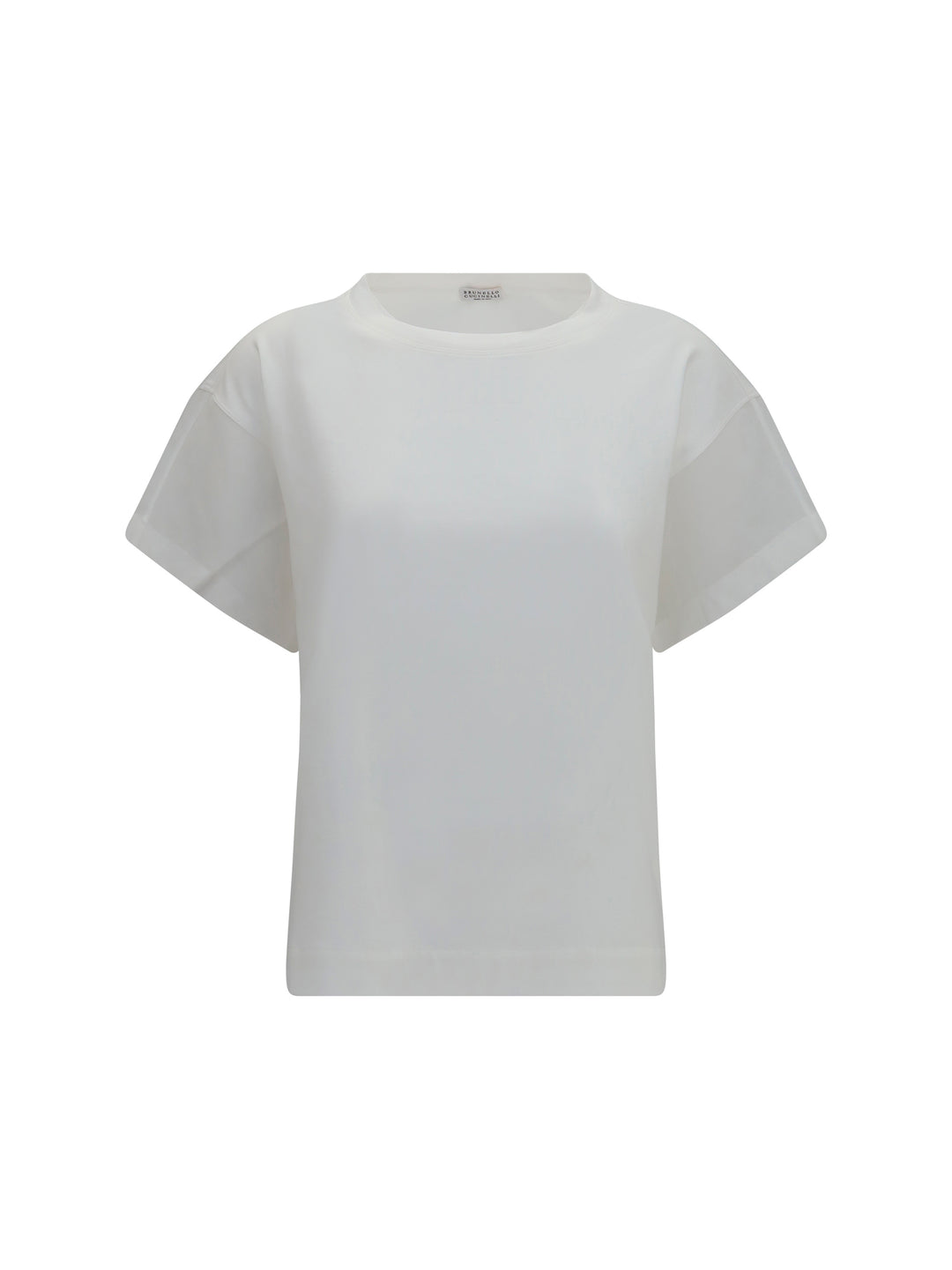 Cotton T-shirt with sheer sleeves and side panels 1