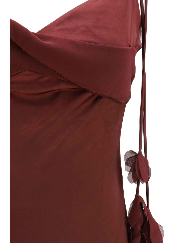 Satin flower midi Dress