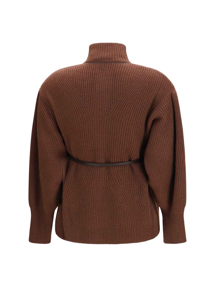 High neck Cardigan with belt