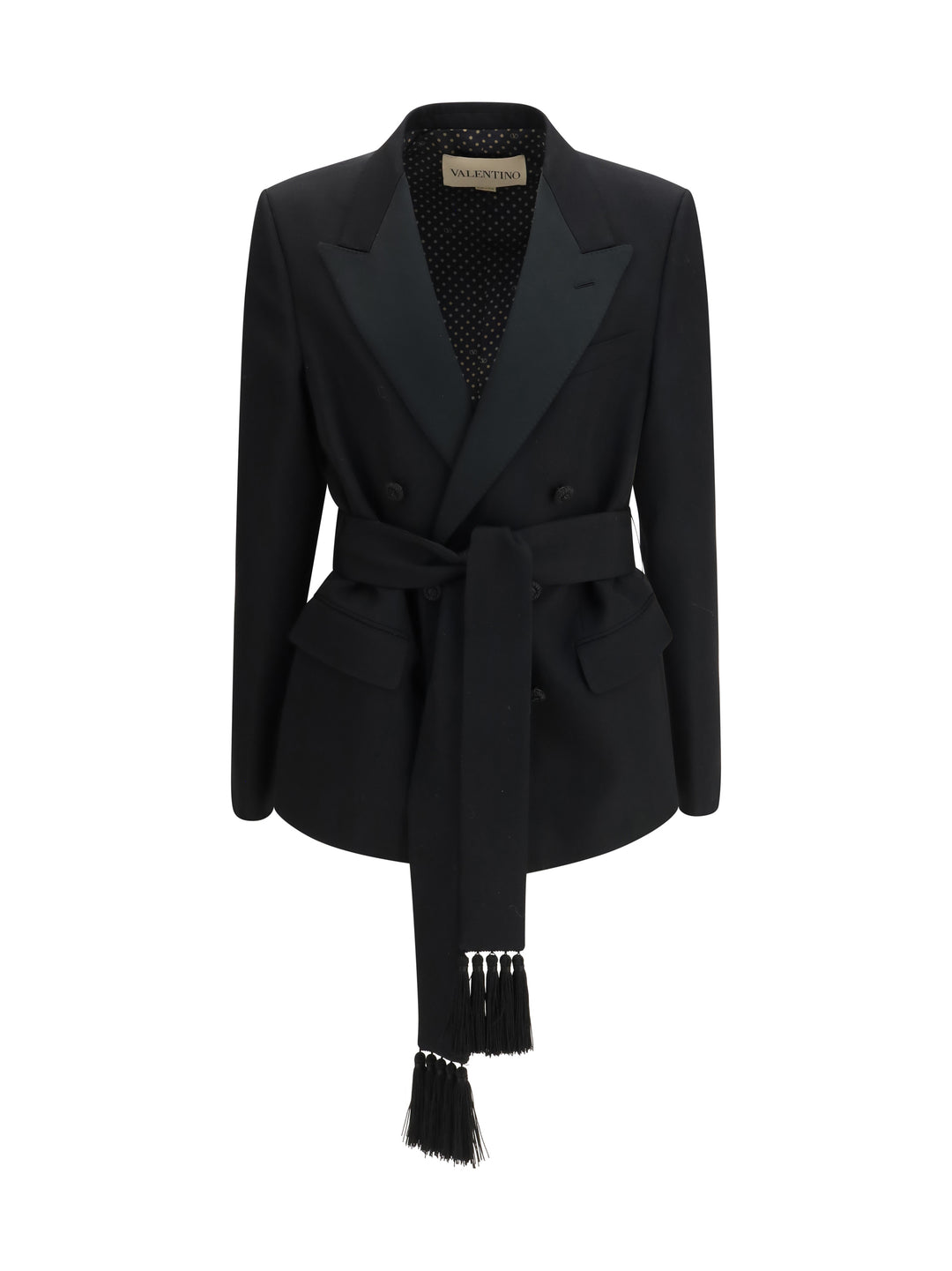 Double-breasted virgin wool Blazer with belt 1