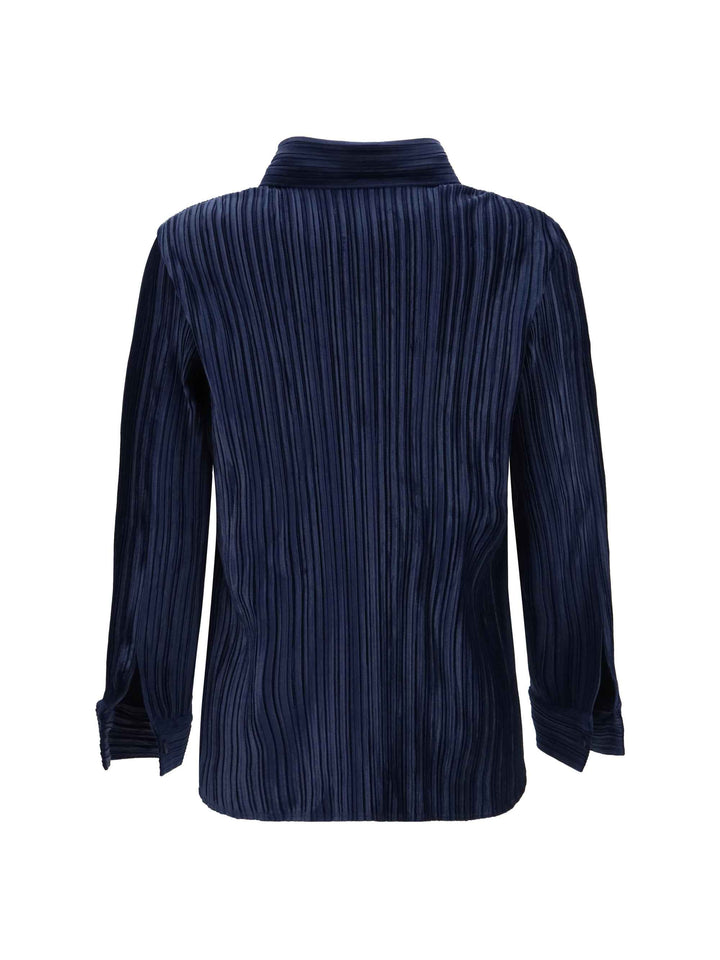 Shirt in fine striped velvet-like fabric