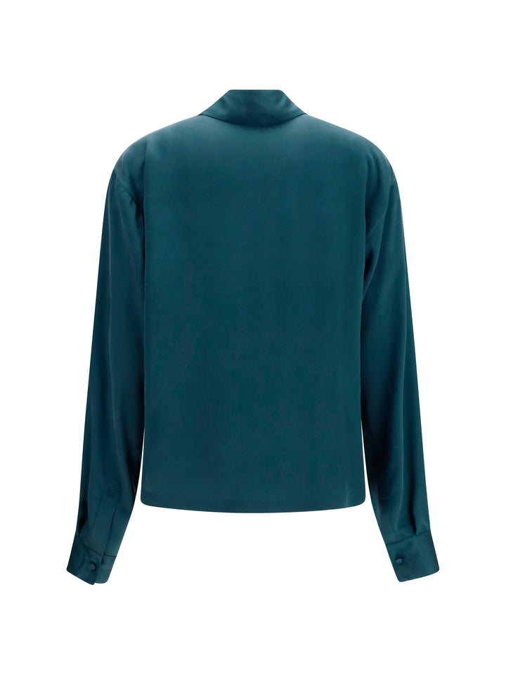 Deep V-neck silk Shirt 2