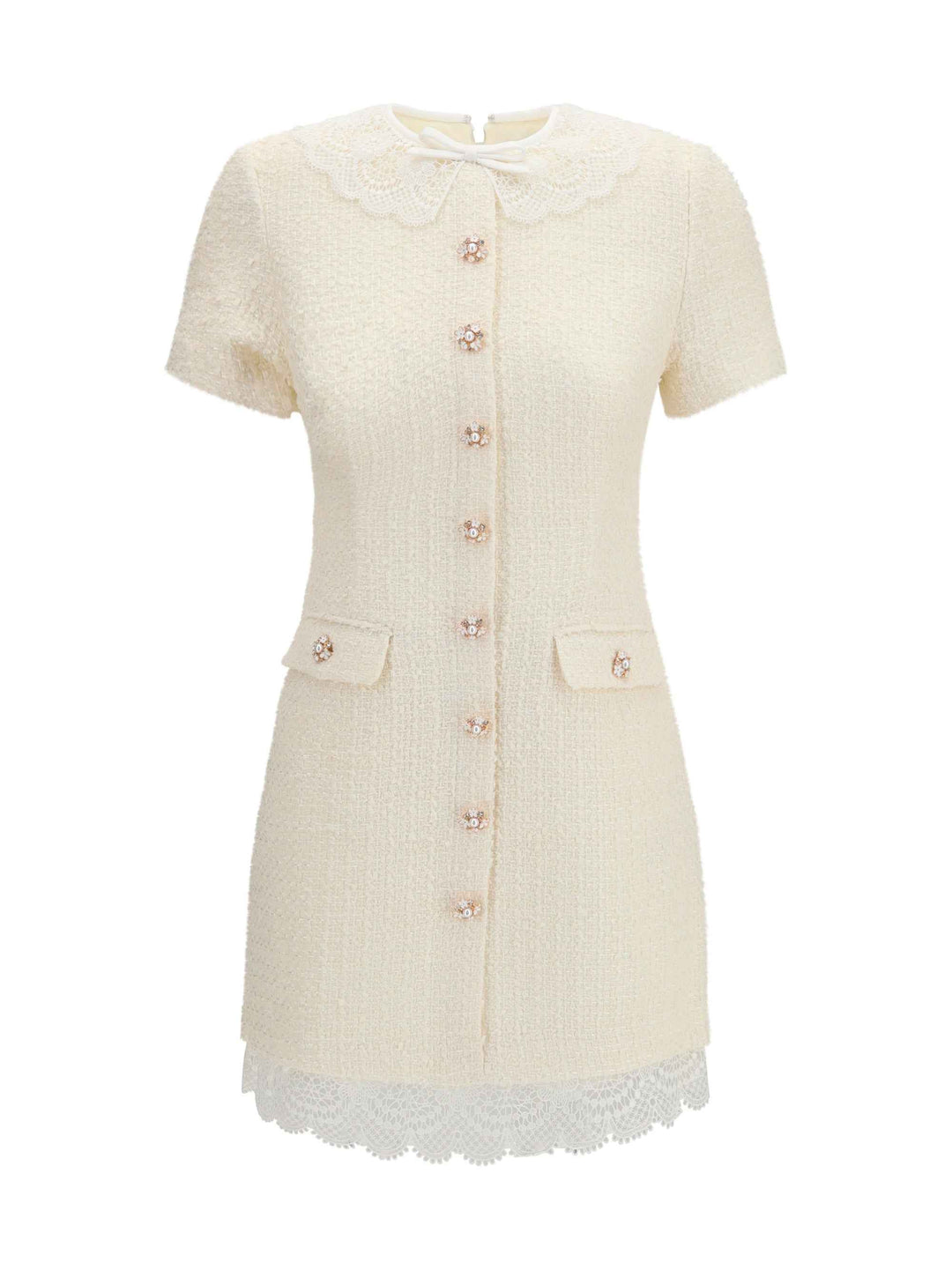 Tailored mini Dress with bouclé lace inserts