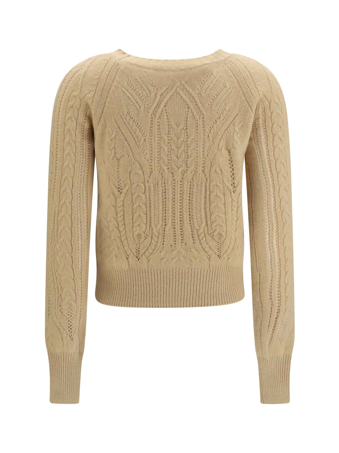 Long sleeve cable knit and openwork cashmere Sweater