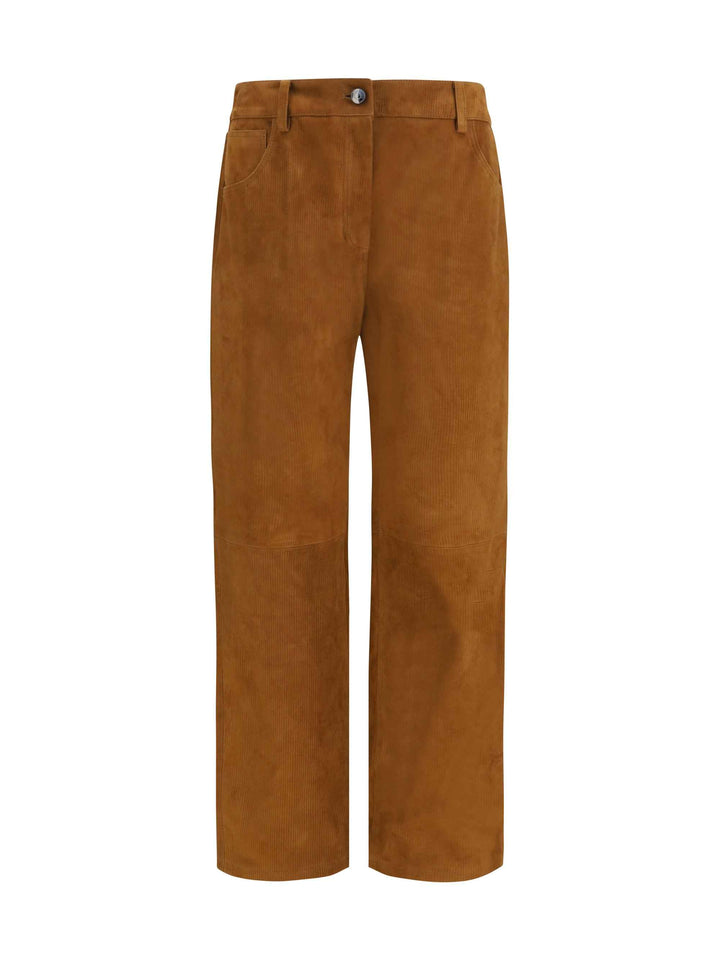 Straight-leg corduroy-effect leather Pants