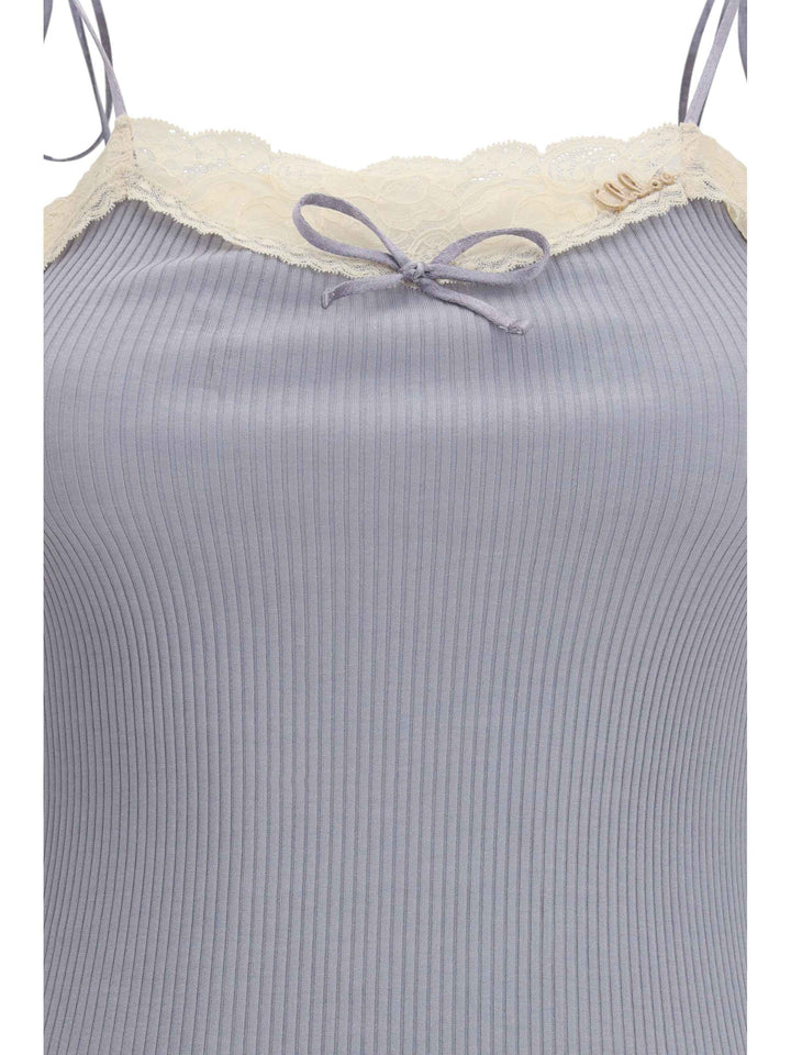 Jersey and lace thin strap Top