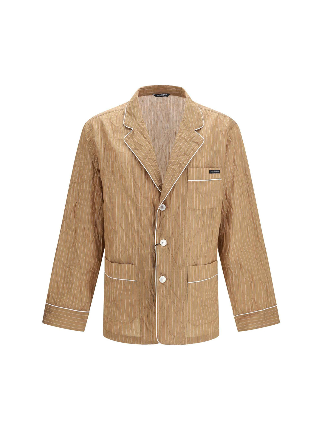 Vanity Shirt-style robe in froissé striped fabric