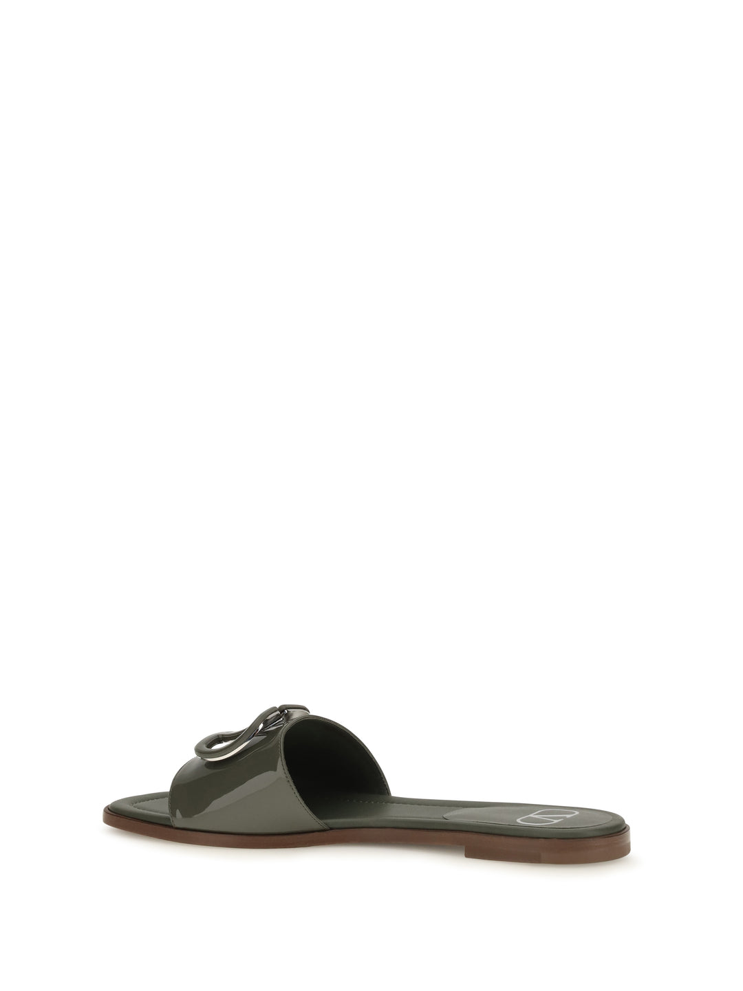 VLogo patent leather Slide Sandals 3