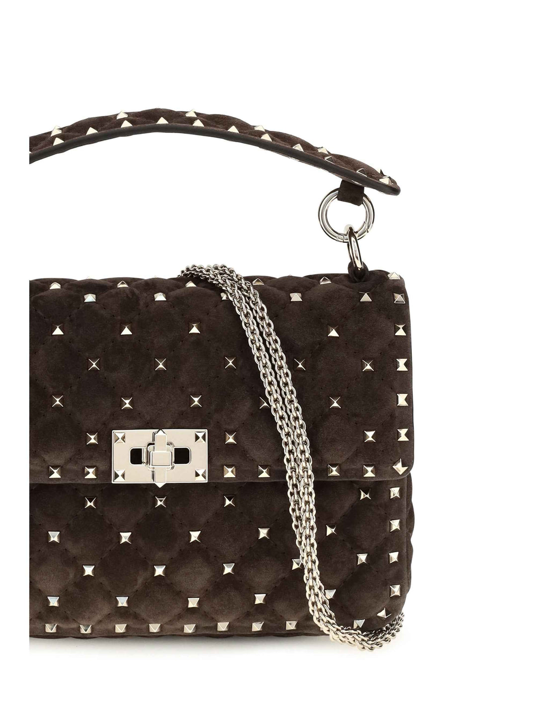 Medium Rockstud Spike suede Top Handle Bag