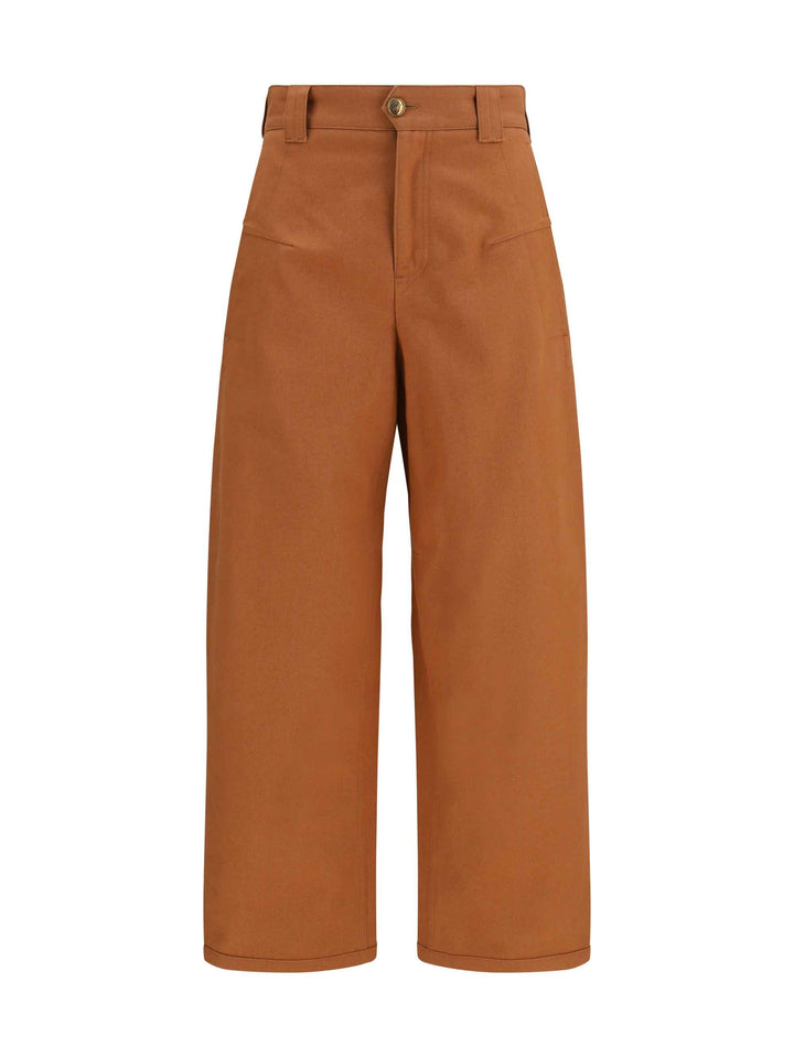 Cotton canvas barrel-leg Pants