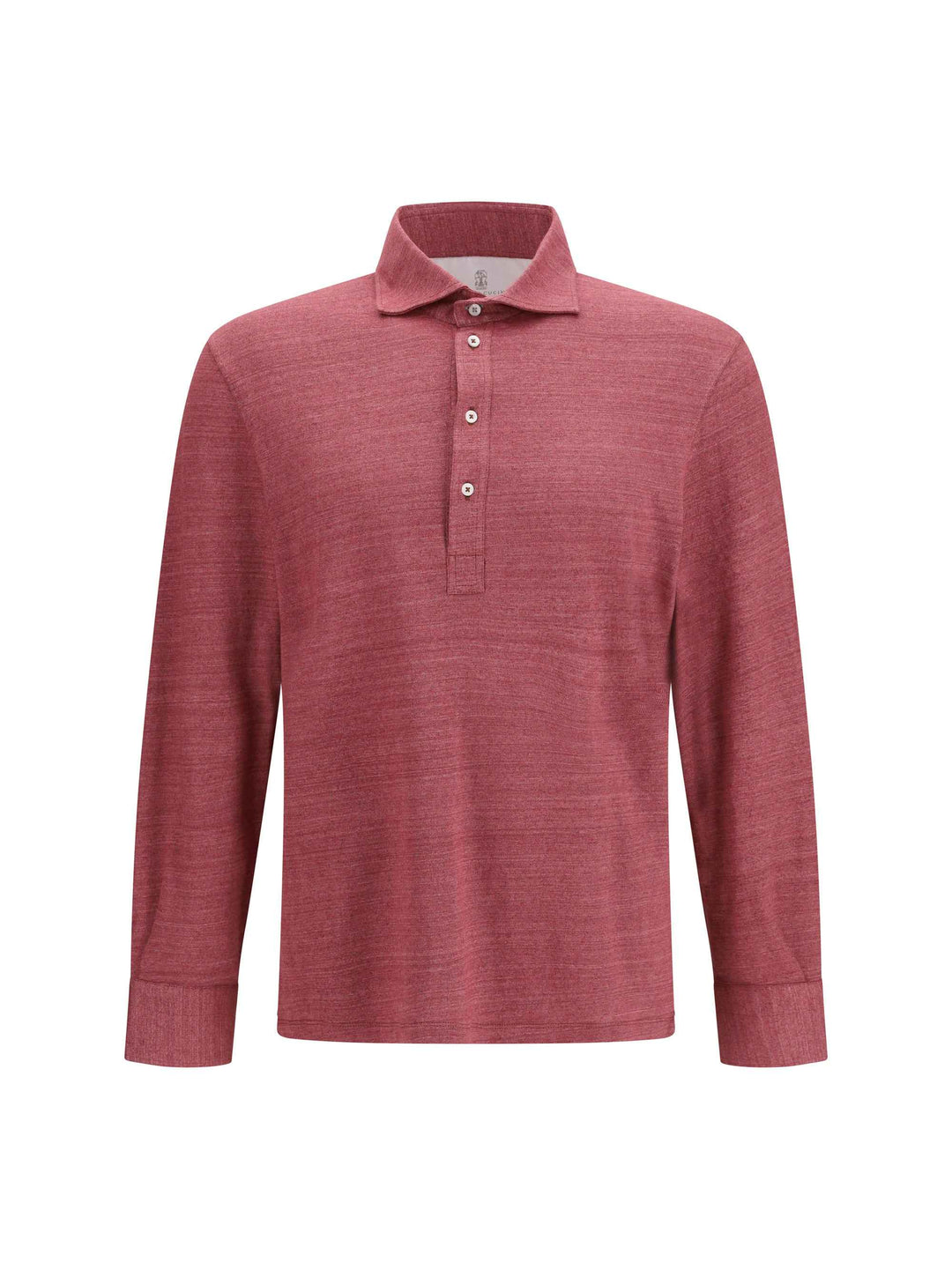 Long-sleeve Polo in mélange linen and cotton jersey