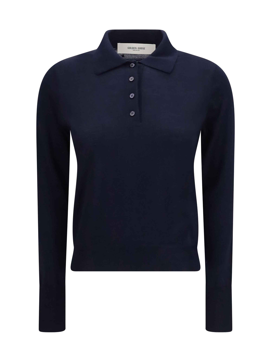 Long sleeve merino wool Polo