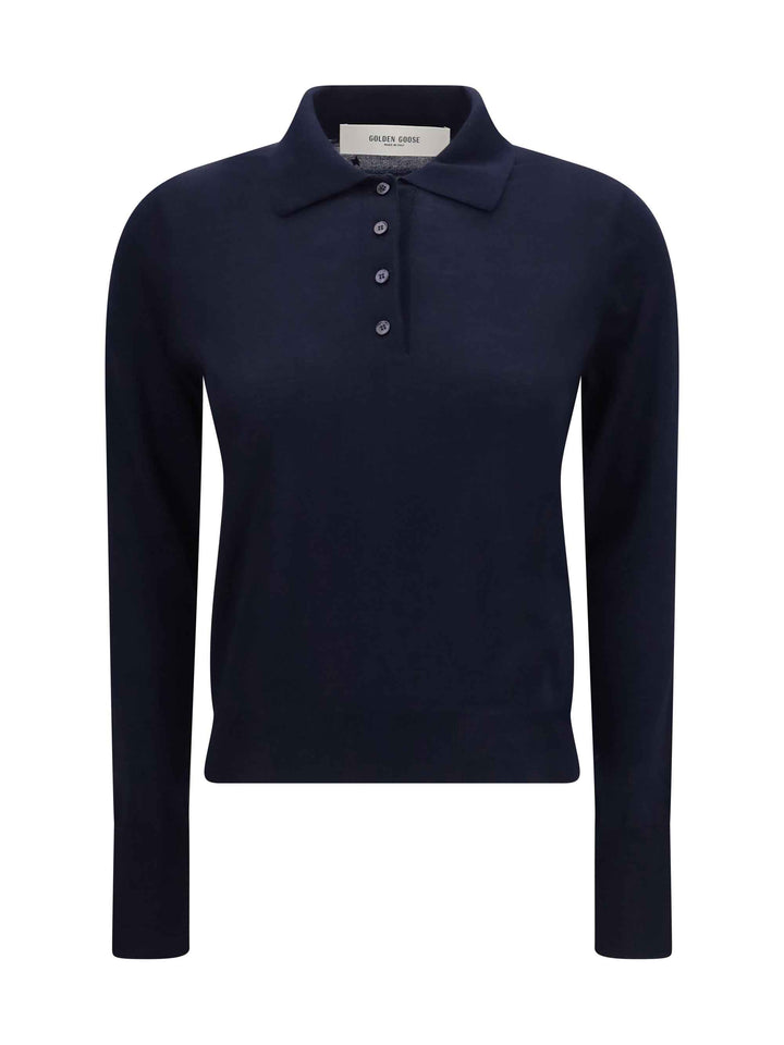 Long sleeve merino wool Polo