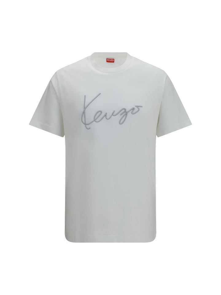 Embroidered signature cotton T-shirt 1