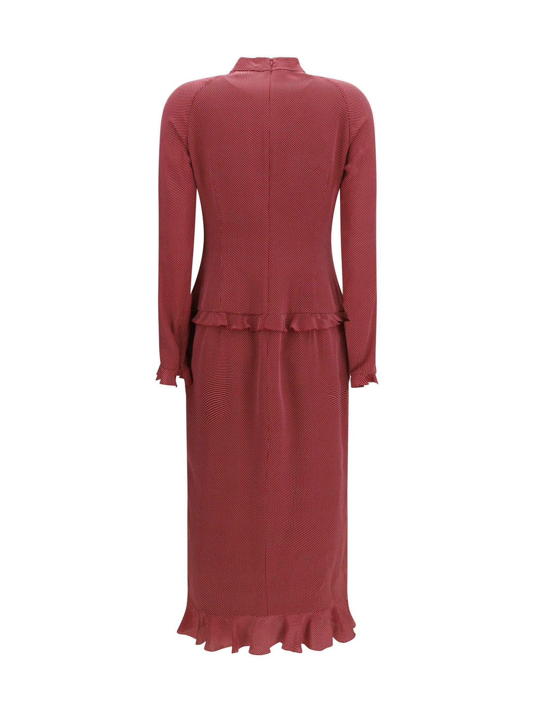 Silk polka-dot midi Dress with appliqué bows