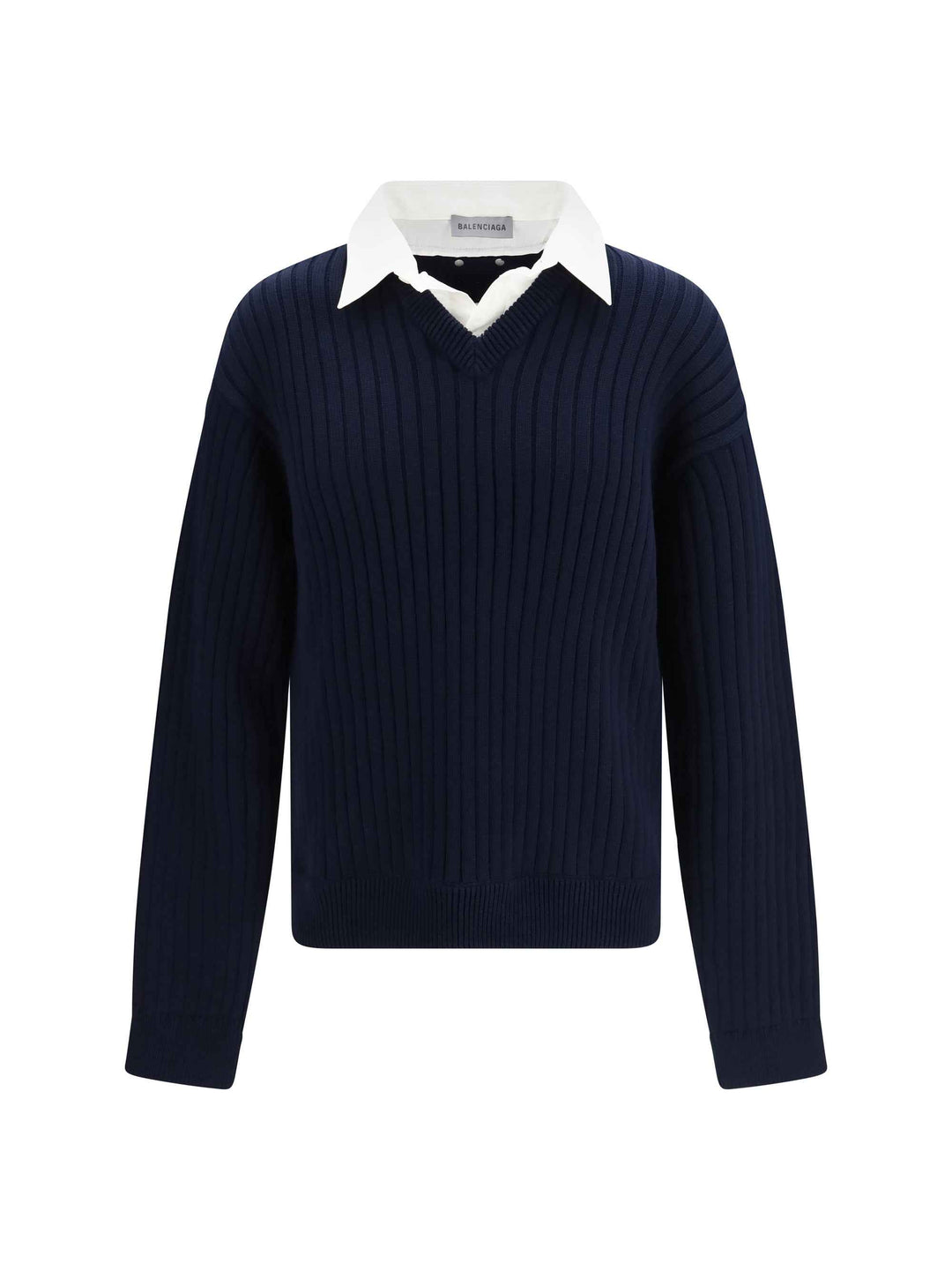 Cotton Sweater with shirt details