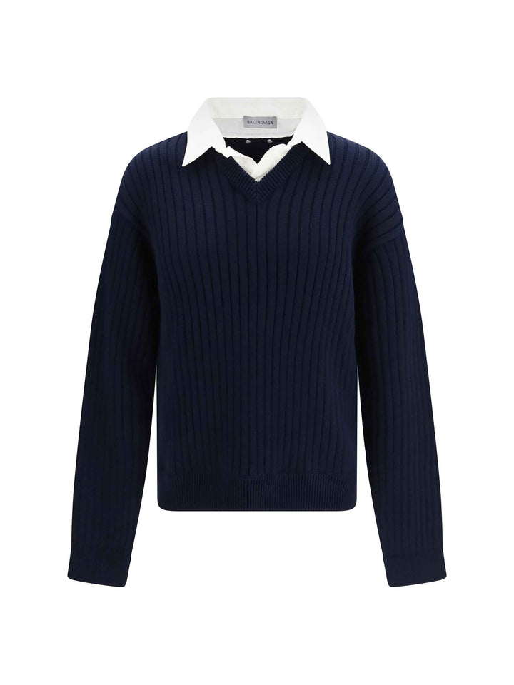 Cotton Sweater with shirt details