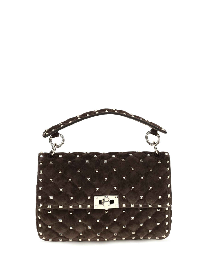 Medium Rockstud Spike suede Top Handle Bag