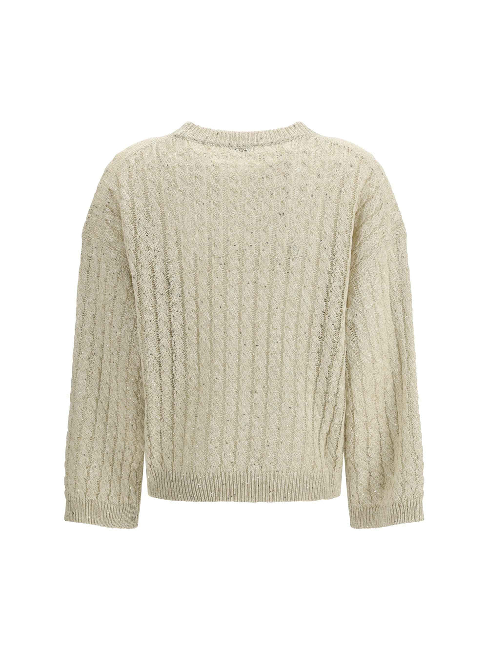 Dazzling Cable linen Sweater with openwork ribbing