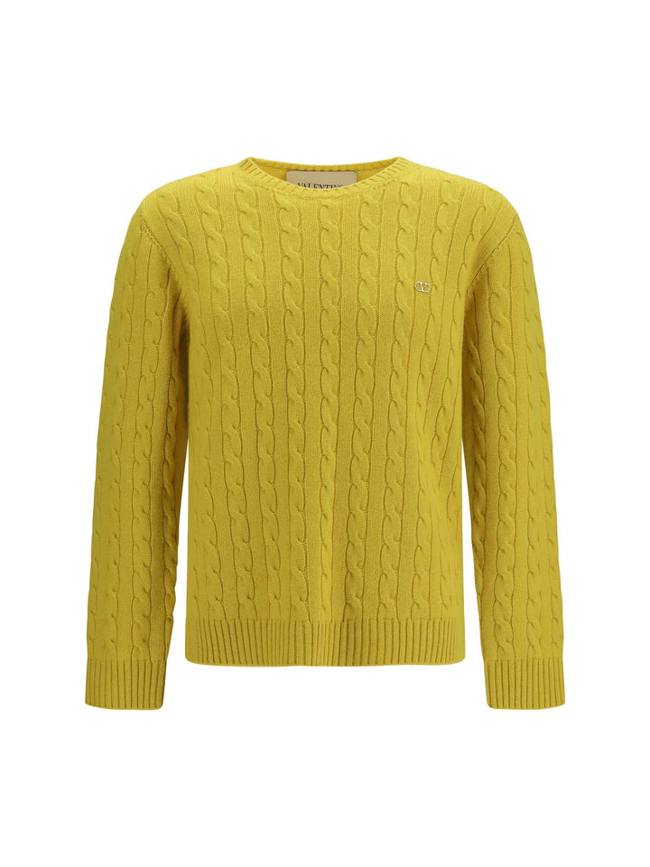 VLogo cable-knit cashmere Sweater