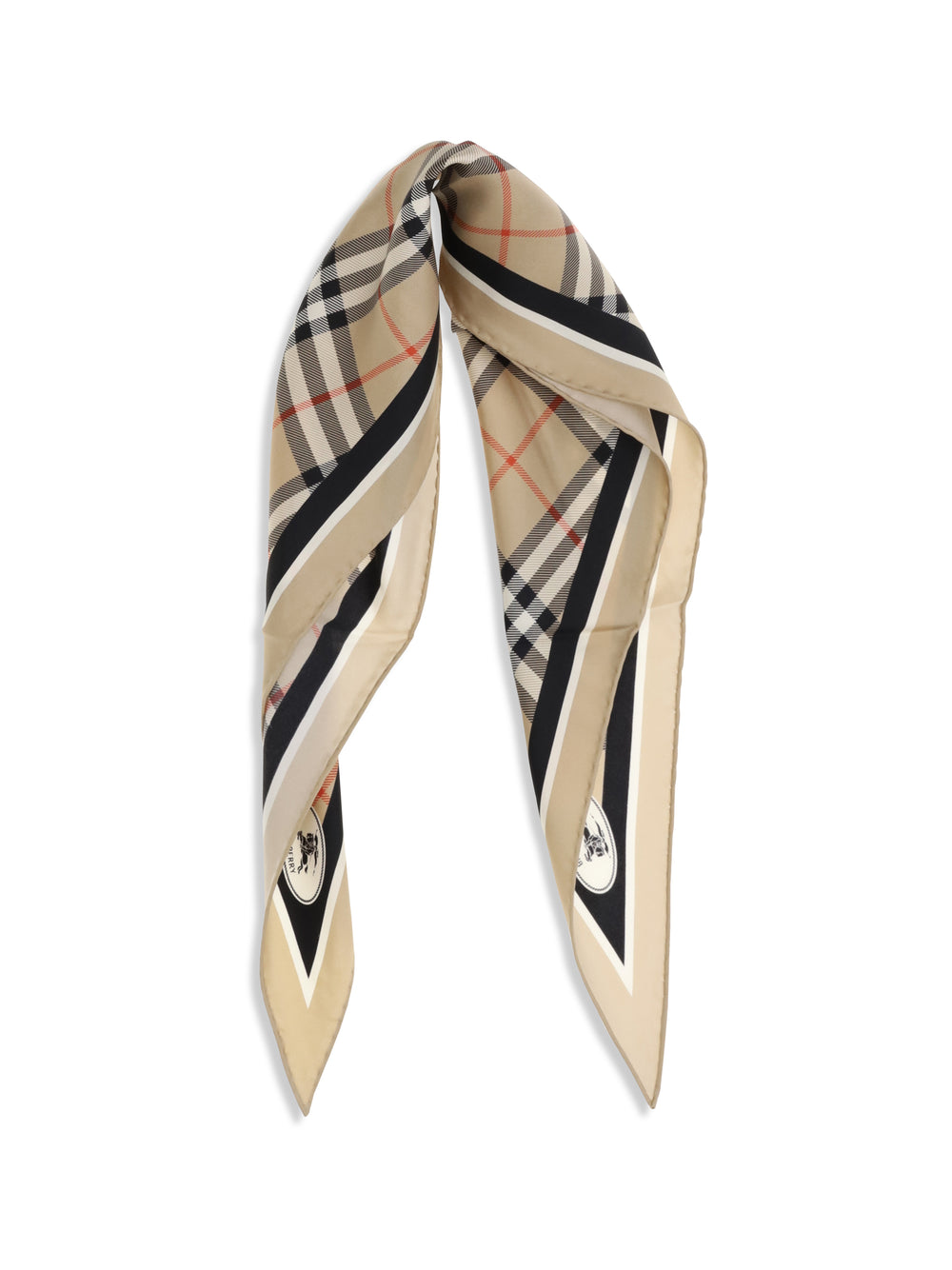 Check silk Scarf with Knight Stamp 2
