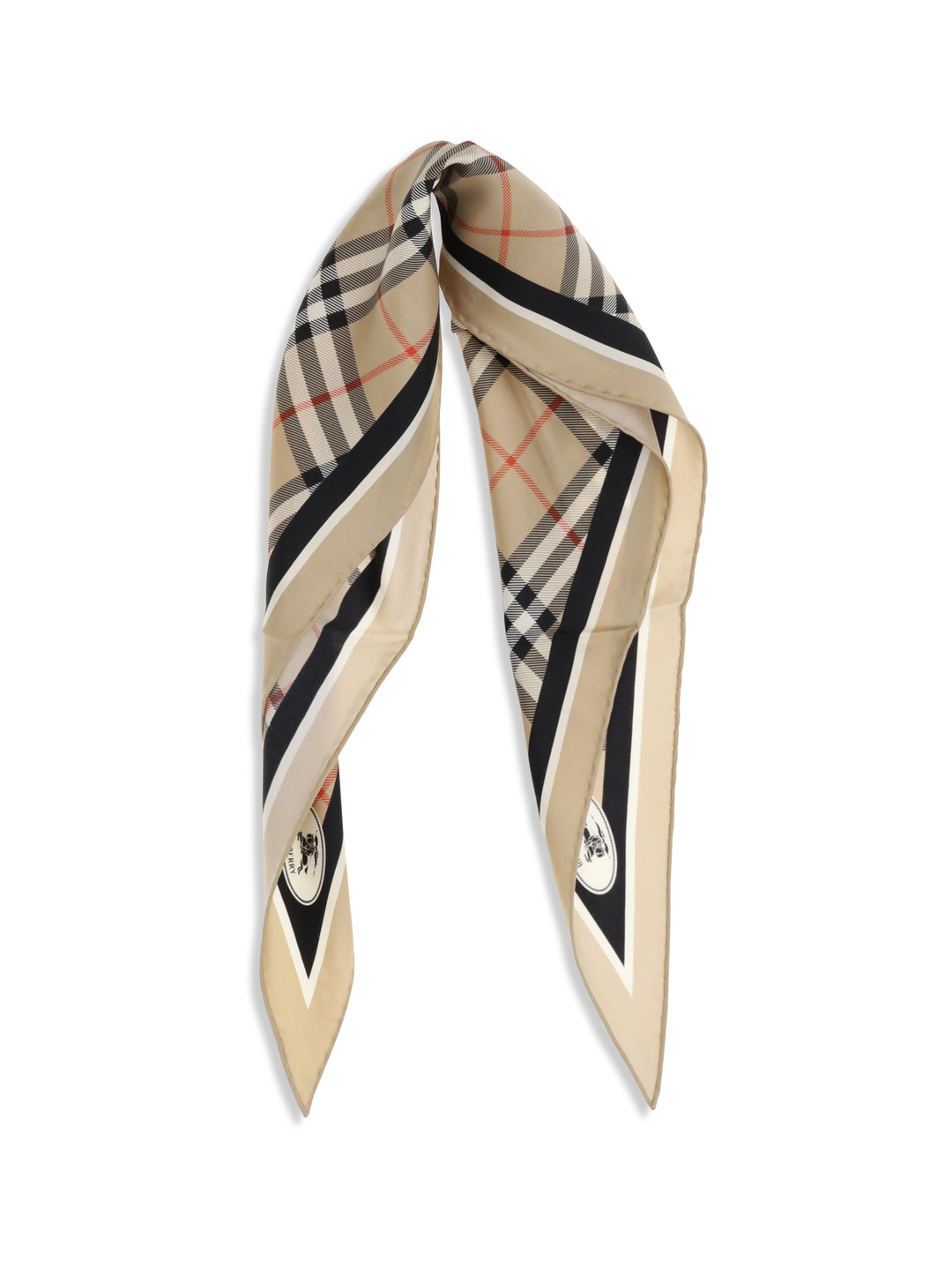 Check silk Scarf with Knight Stamp 2