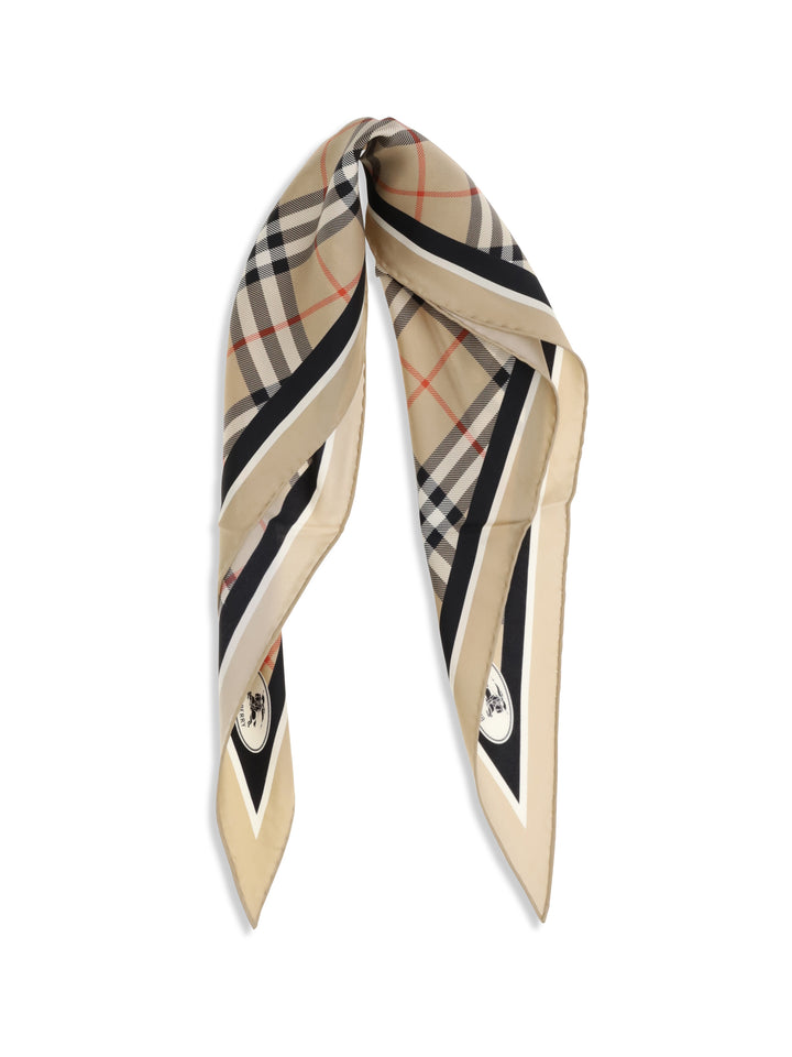 Check silk Scarf with Knight Stamp 2