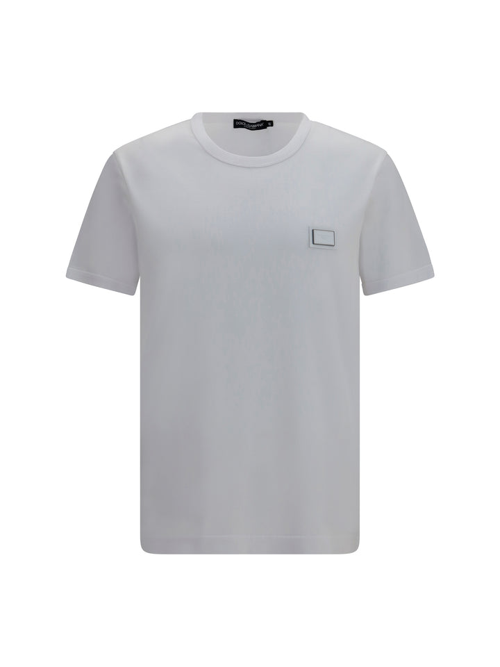 Cotton T-shirt with logo plaque 1