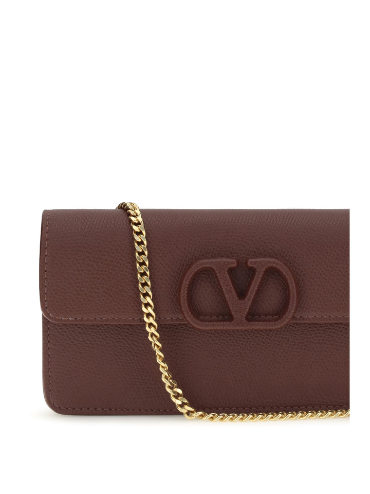 VLogo signature grainy calfskin chain Wallet 4