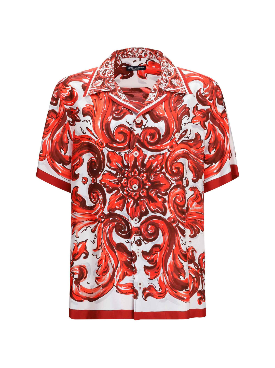 Maiolica print Hawaii Shirt in silk twill