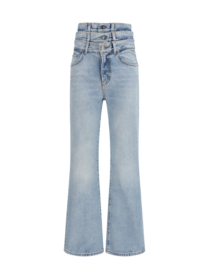 Flared Jeans with triple-layer waist detail 1