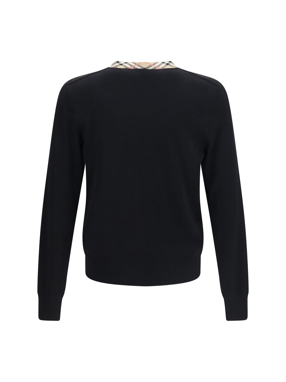 Check trim wool Sweater 2