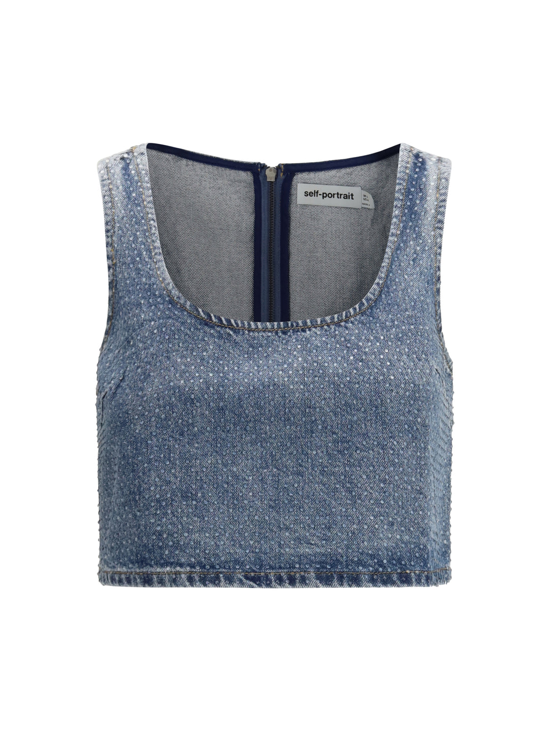 Rhinestone denim crop Top 1