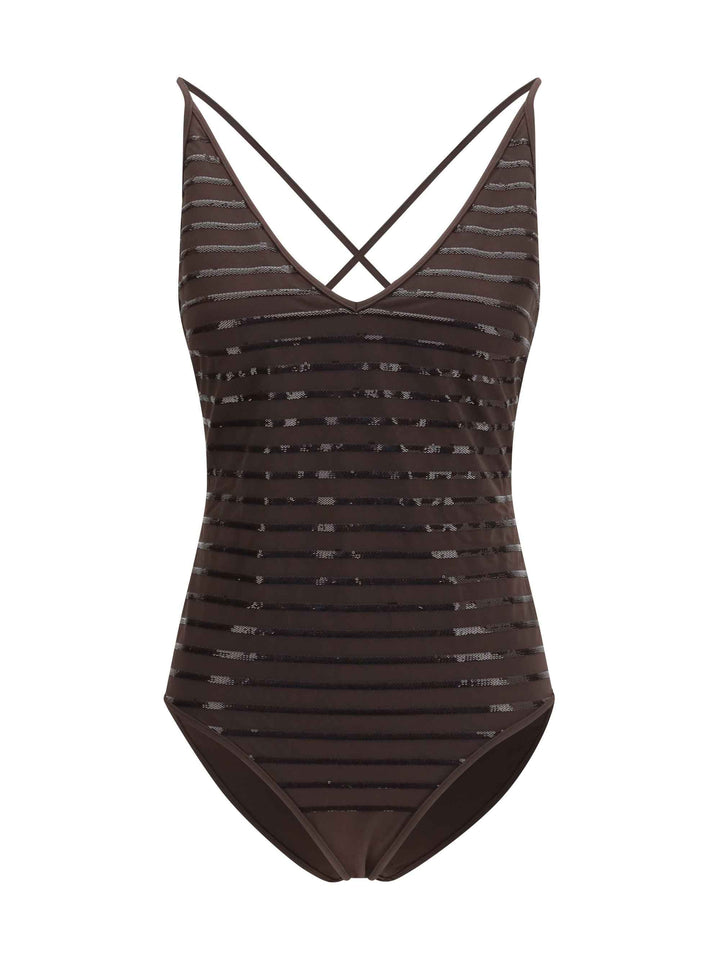 Shimmering striped one-piece Swimsuit