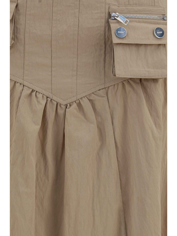 Corset-detail and ruched midi Skirt
