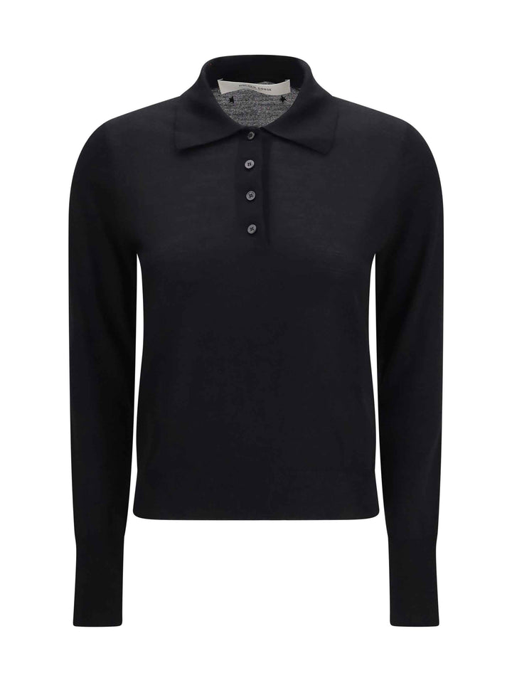 Long sleeve merino wool Polo