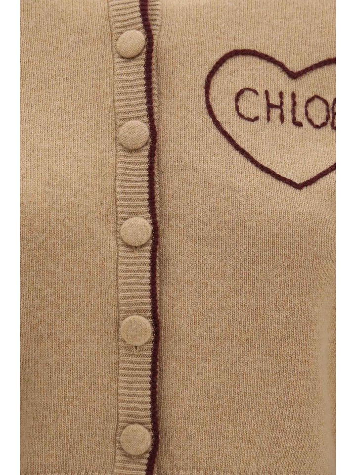 Fitted logo Cardigan in wool and cashmere